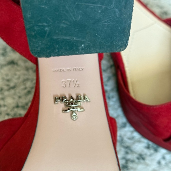 Prada Suede Red Platform Sandals - Picture 9 of 10